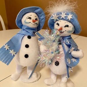 Annalee Christmas Snowman and snowlady dolls
